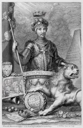 Edward De Zwarte Prins (1330-76) naar het monumentale beeld in de Canterbury Kathedraal, gegraveerd door de kunstenaar